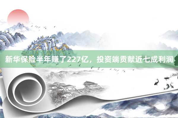 新华保险半年赚了227亿，投资端贡献近七成利润
