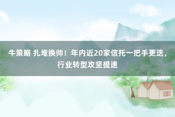 牛策略 扎堆换帅！年内近20家信托一把手更迭，行业转型攻坚提速