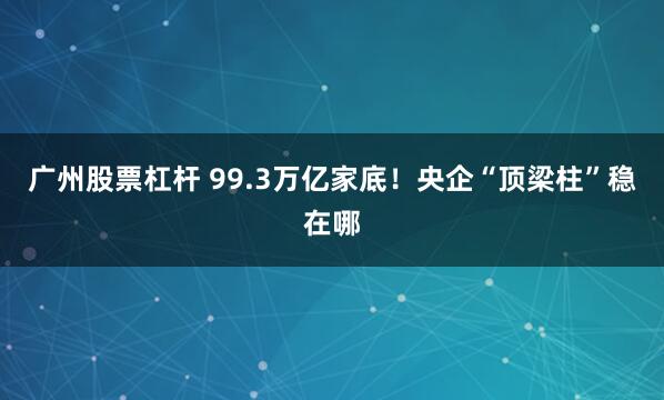 广州股票杠杆 99.3万亿家底！央企“顶梁柱”稳在哪